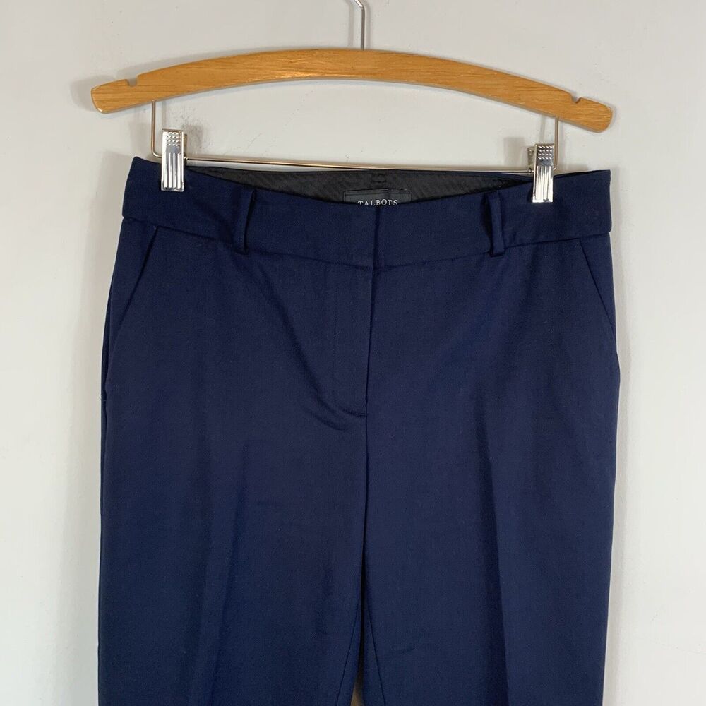 Talbots Hampshire Ankle Indigo Navy Blue Gold Studs Buttons Pants Size 6 - Picture 3 of 7